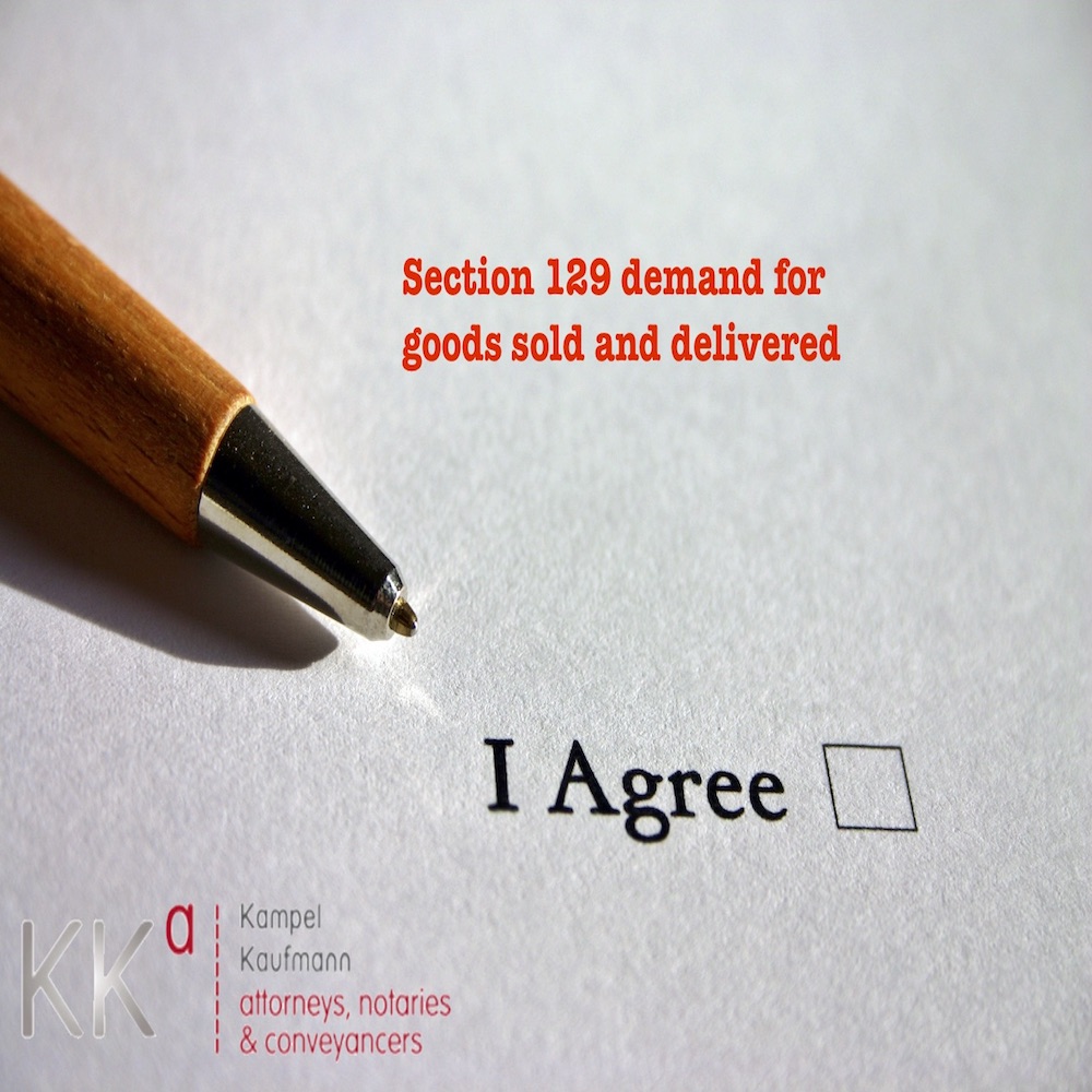 Section 129 demand for goods sold and delivered